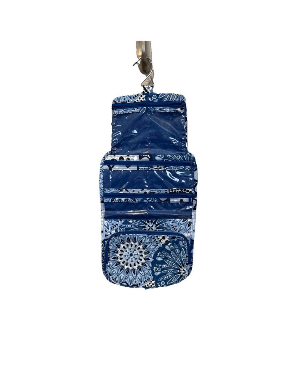 Vera Bradley Hanging Travel Tolietry Blue White Bag Cosmetic Quilted Organizer